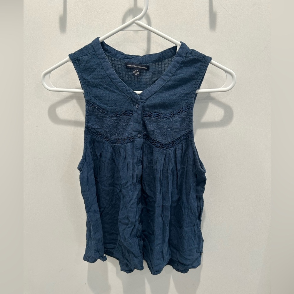 American Eagle Outfitters Blue Tank Top Blouse Size Medium